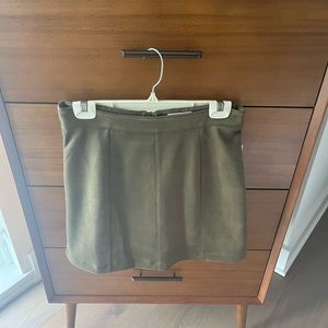 Olive green suede mini skirt